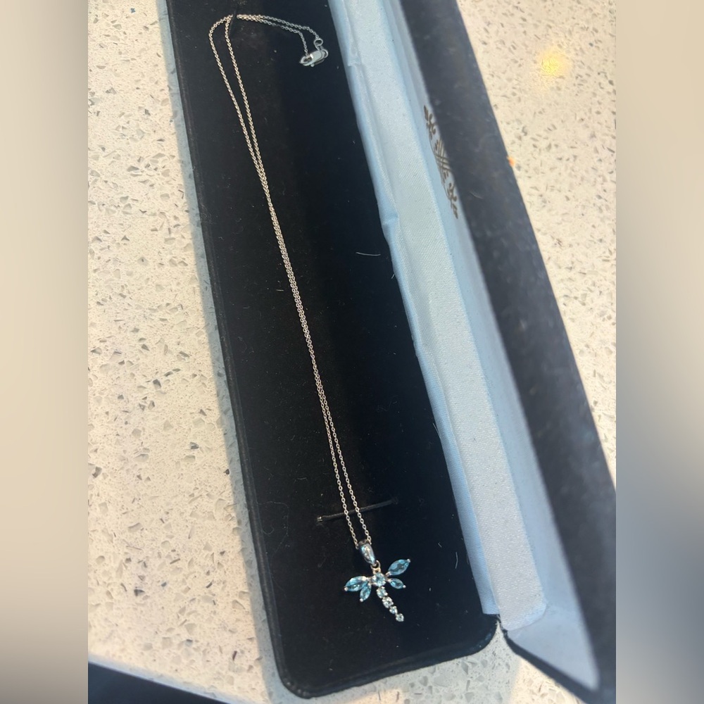 10k White Gold Dragonfly Necklace
